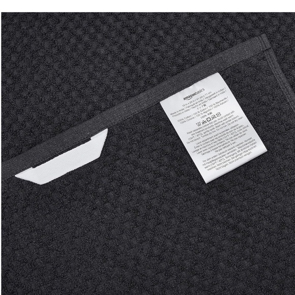 Amazon Basics 100% Cotton,Popcorn Texture Dish Towels, 28"L x 16"W, Black set 8 - Picture 5 of 5